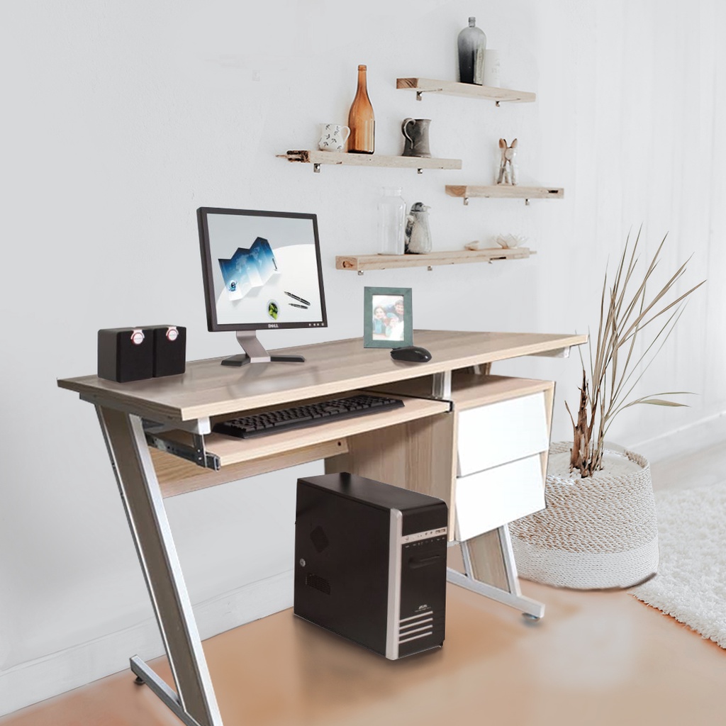 [105x75cm] ALADDIN OFFICE TABLE / STUDY TABLE With white Steel