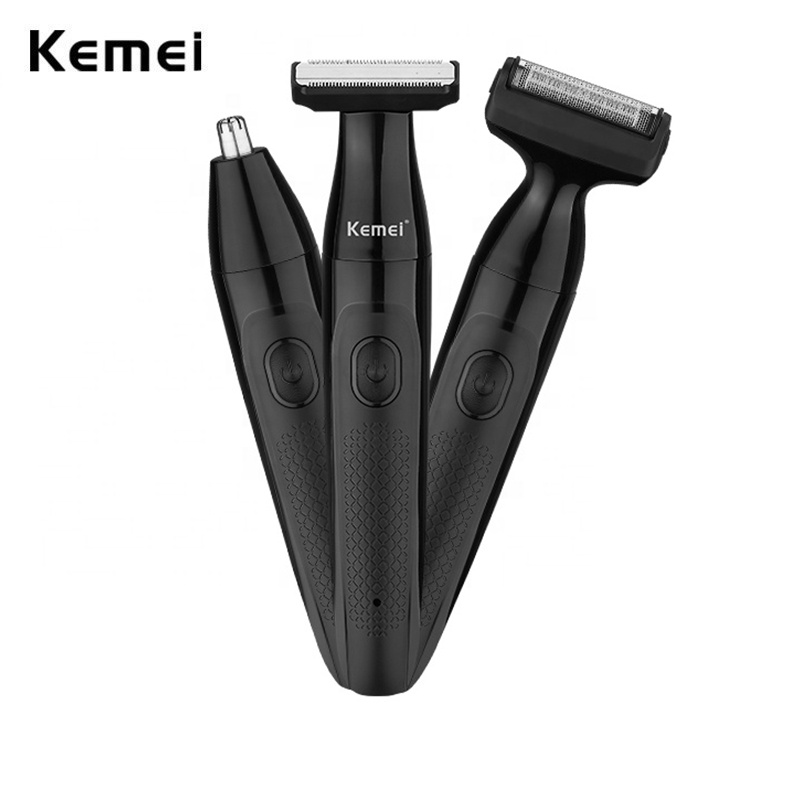 Kemei Electric Shaver Waterproof Razor 3 In 1 Nose Ear Beard Pubic Hair Trimmer Body Ball Groomer Multifunction Men Grooming Set