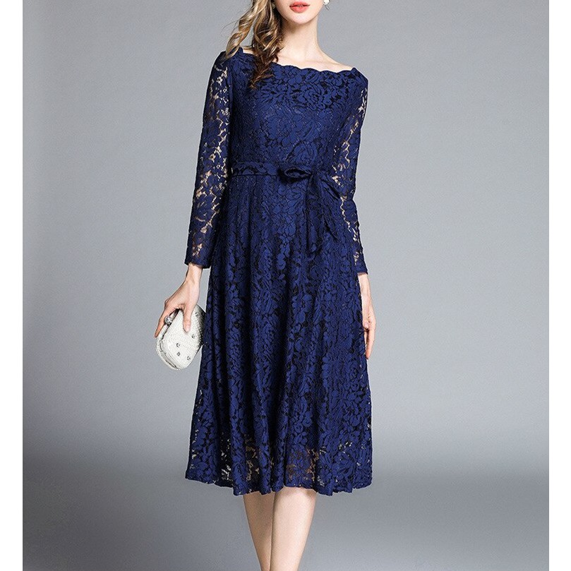 blue lace gown