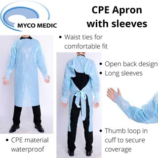 [SHIP FROM KL] CPE Apron Gown long sleeve with thumb loop / Waterproof / Medical - Fast Delivery