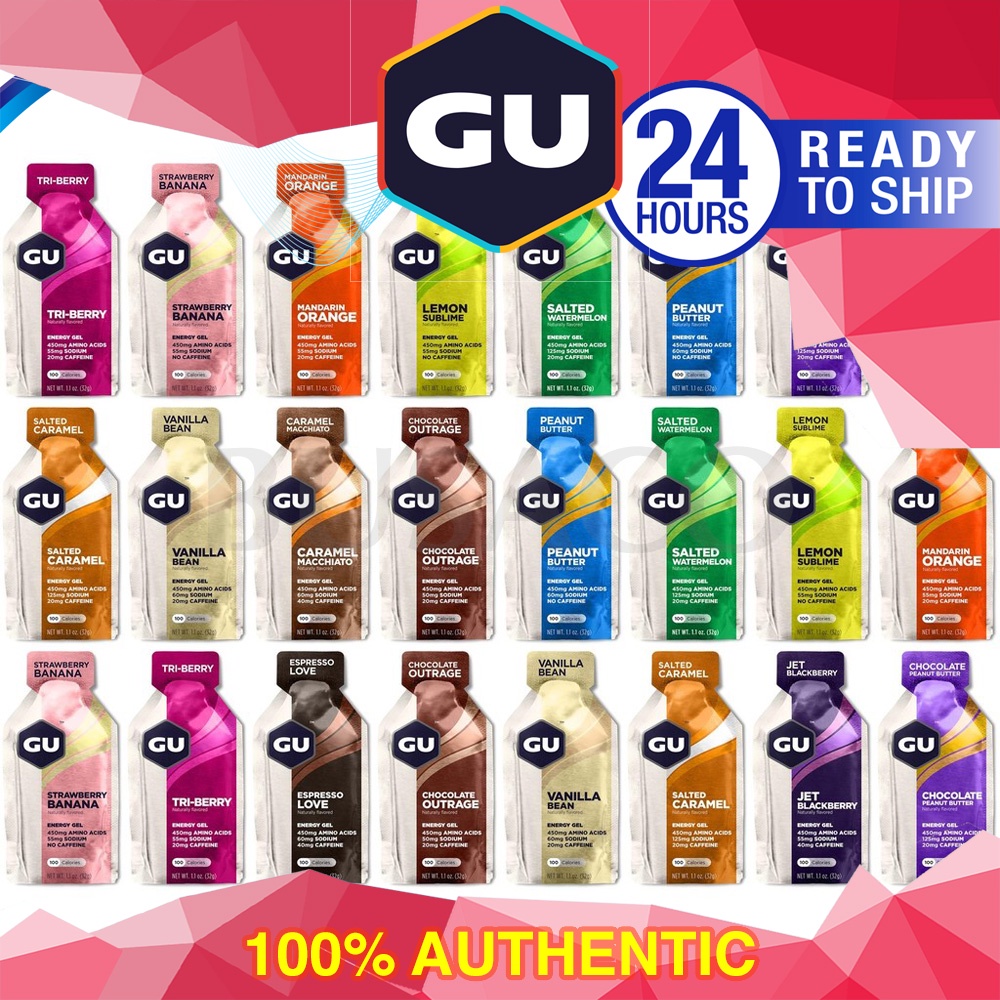 GU ENERGY GEL Sports Nutrition Energy Gel 100 Calories, 32g, Assorted