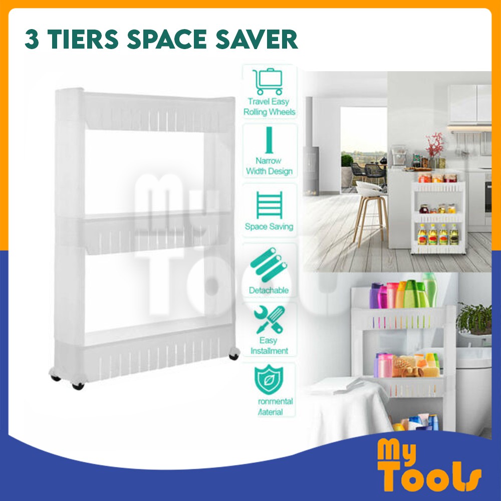 3 Tiers Space Saver Slim Slide Storage Kitchen Shopee Malaysia