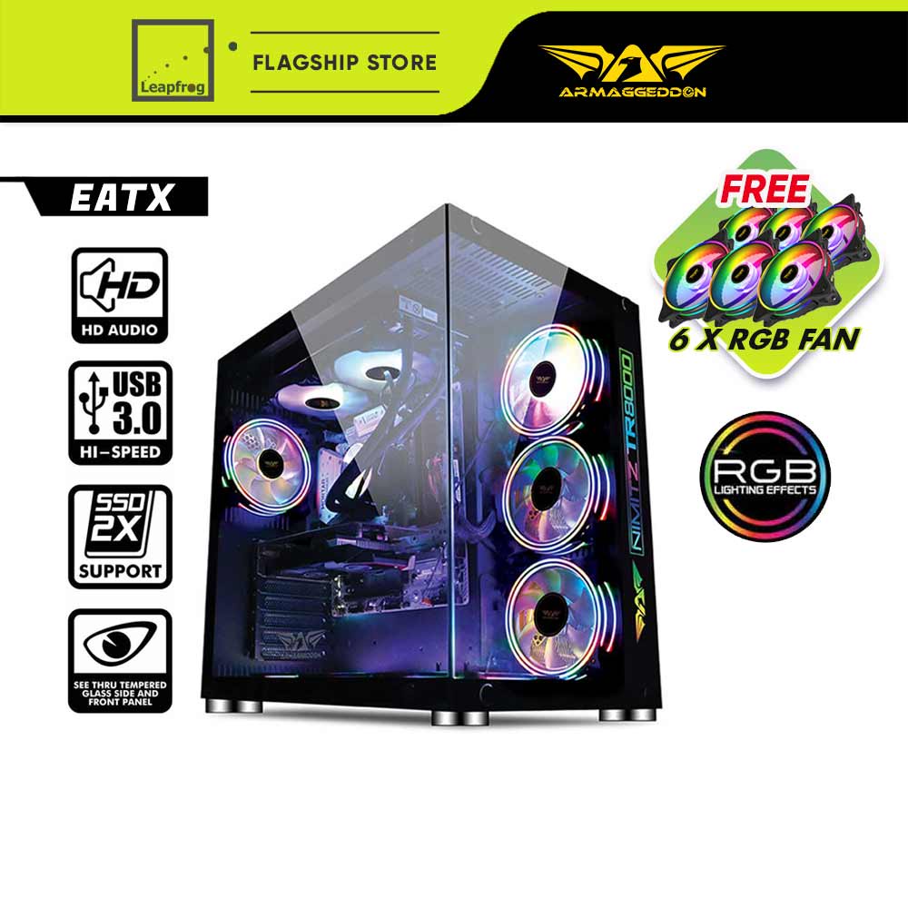 Armaggeddon Nimitz TR8000 Tampered Glass PC Case RGB Lighting Front