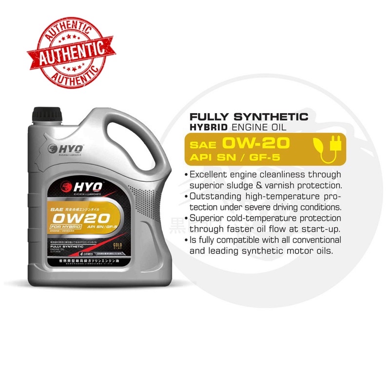 HYO Gold 0W20 Fully Synthetic Engine Oil (4L) | Shopee Malaysia