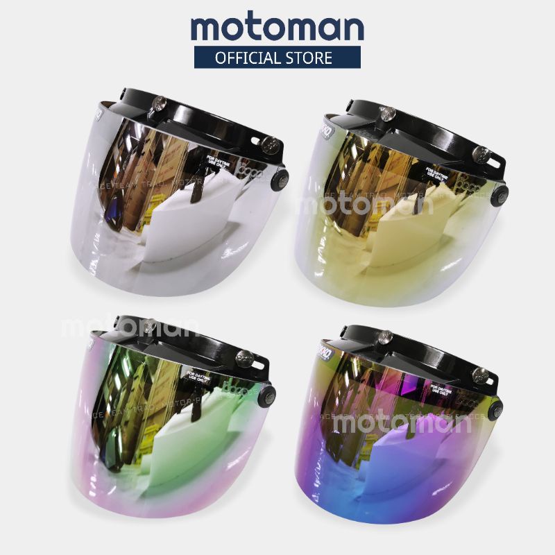 Original Bikko Visor 3 Button Cap Visor Iridium Visor Silver Chrome