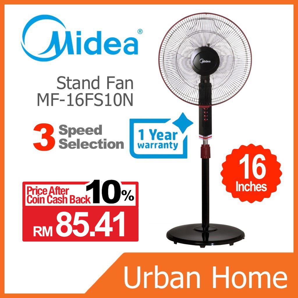 Midea 16 3 Speed Stand Floor Fan Mf 16fs10n Mf16fs10n