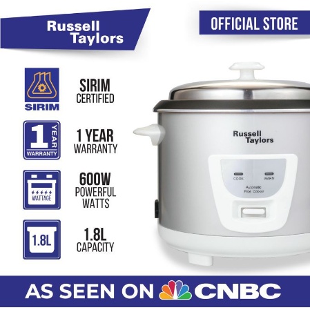 Russell Taylors Conventional Rice Cooker Steam Rack Included (1.8L) ERC-18 cooker