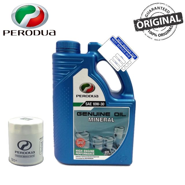 Perodua Genuine Oil 10w30 (3L) Free Oil Filter & Mileage 