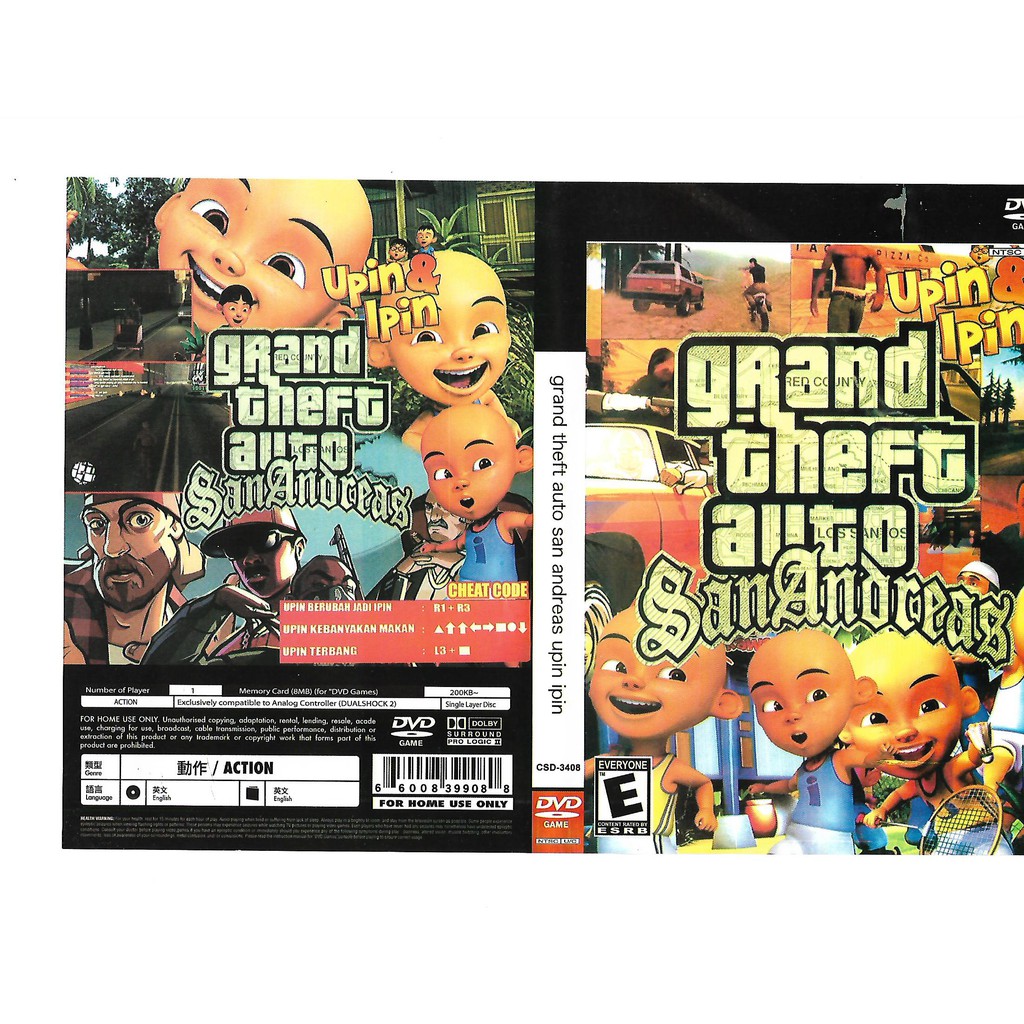 Ps2 Cd Game Grand Theft Auto San Andreas Upin Ipin Shopee Malaysia