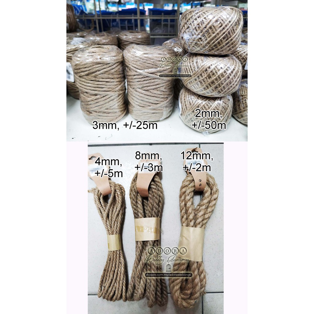 Tali guni/Hemp Rope/Twine/Jute Sisal Hemp 2mm 3mm 4mm 8mm 10mm 12mm