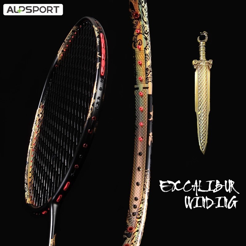 Alp Taj 4u 35 Lbs 7mm G5 Pro 100 Full Carbon Badminton Racket With Secondary Reinforced Offensive Mightest Excalibur Game Special Match Racquet Professional Reket Sports Equipment Battledore Offensive Raket Badminton For