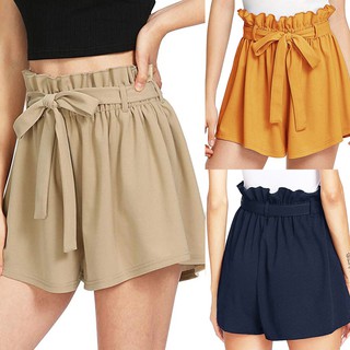 Women Casual Elastic Waist Hot Pants Summer Shorts Jersey Walking Shorts |  Shopee Malaysia