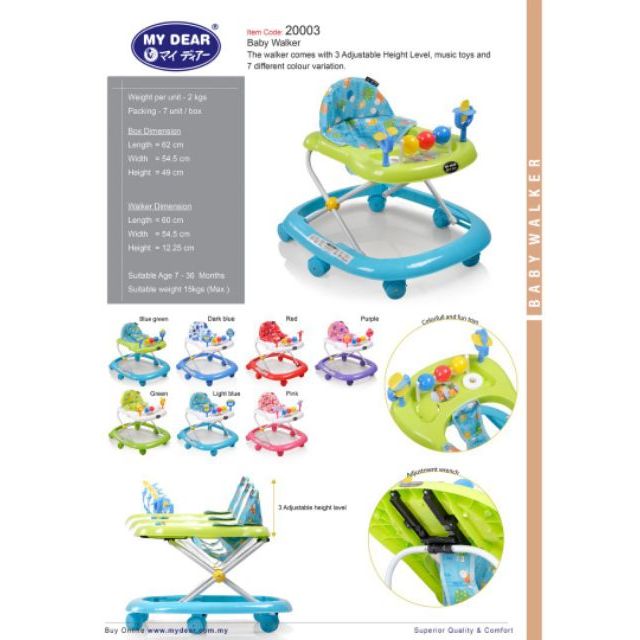 My Dear 003 Dundee Baby Walker Shopee Malaysia