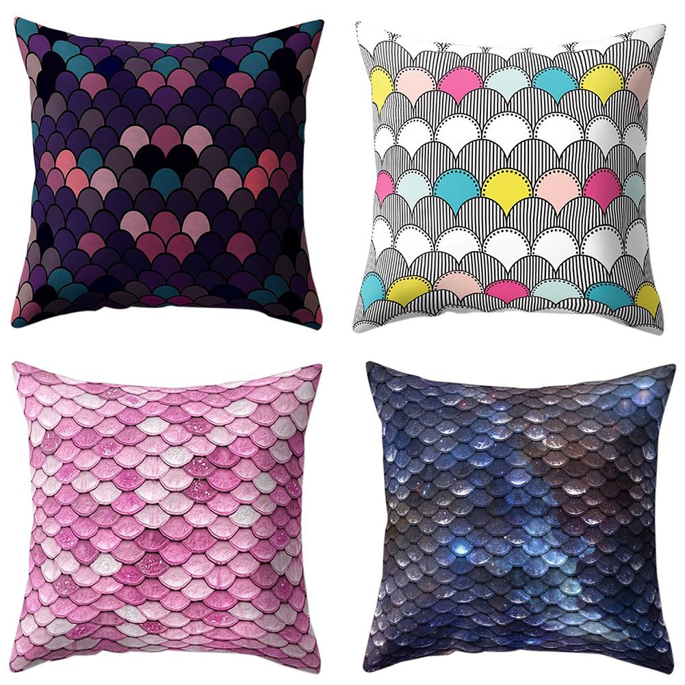 Available Gold Shining Little Mermaid Fish Scale Cushion Throw