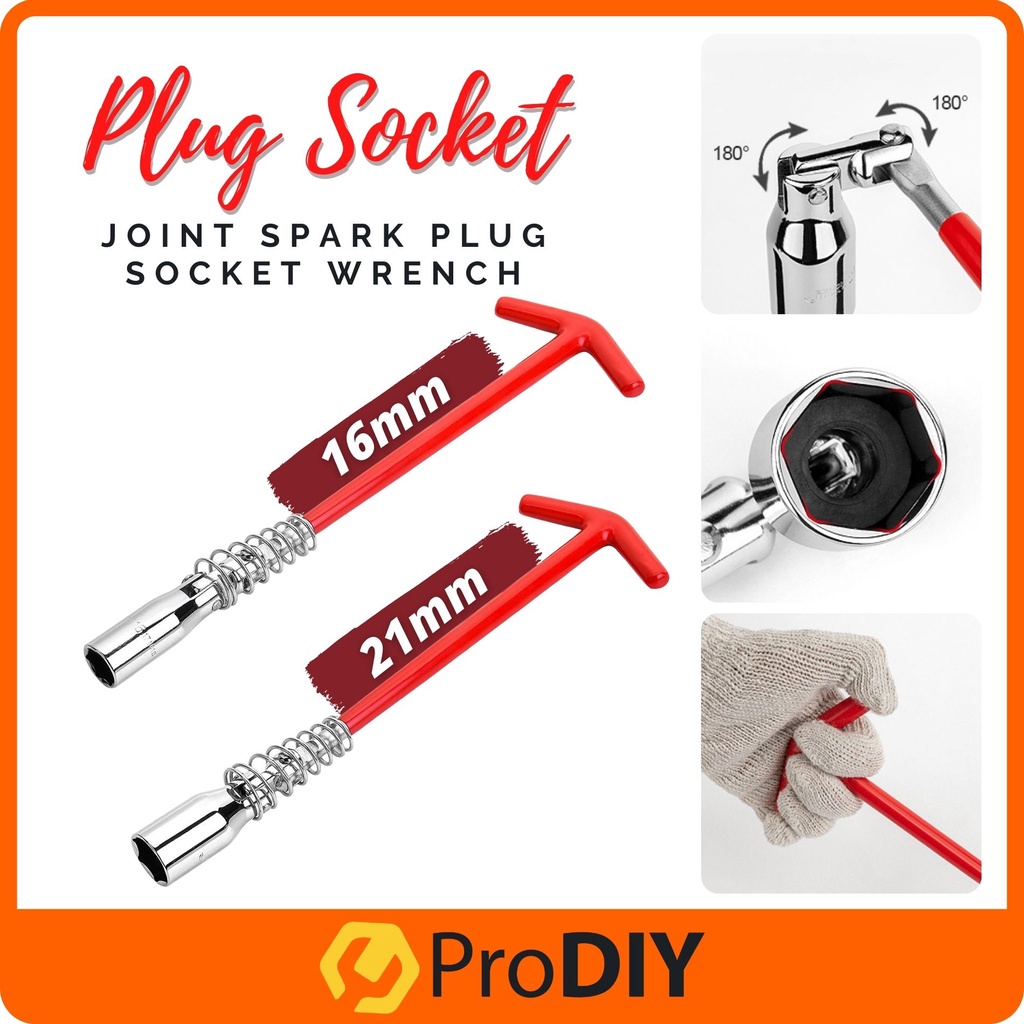 Spark Plug Removal Tool Universal T-Bar Handle Spark Plug with 16 mm & 21 mm Socket