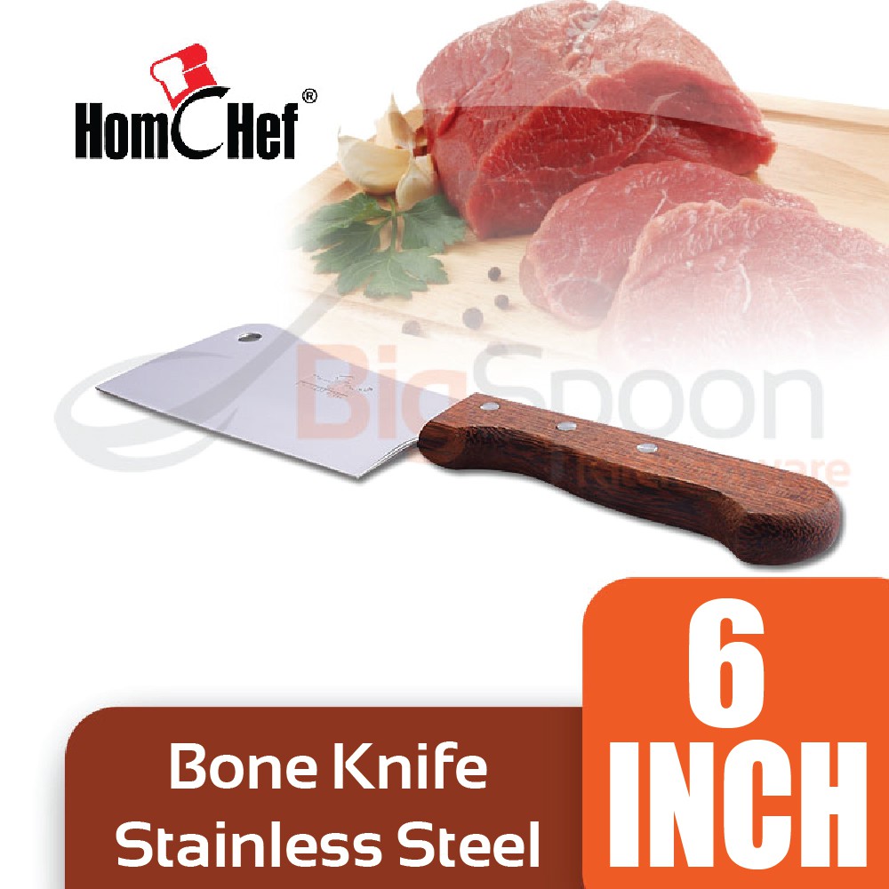 HOMCHEF 6 Inch Stainless Steel Bone Chopper Chinese Cleaver Knife Chefs Knife Boning Kitchen Chopping Cleaver WBN-6