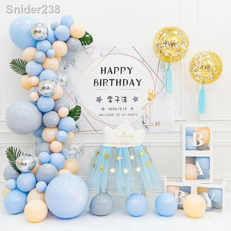 Balloon☁✥Boys and girls baby 1 1st birthday decoration scene for children  100 days banquet background wall balloon 2< | Shopee Malaysia