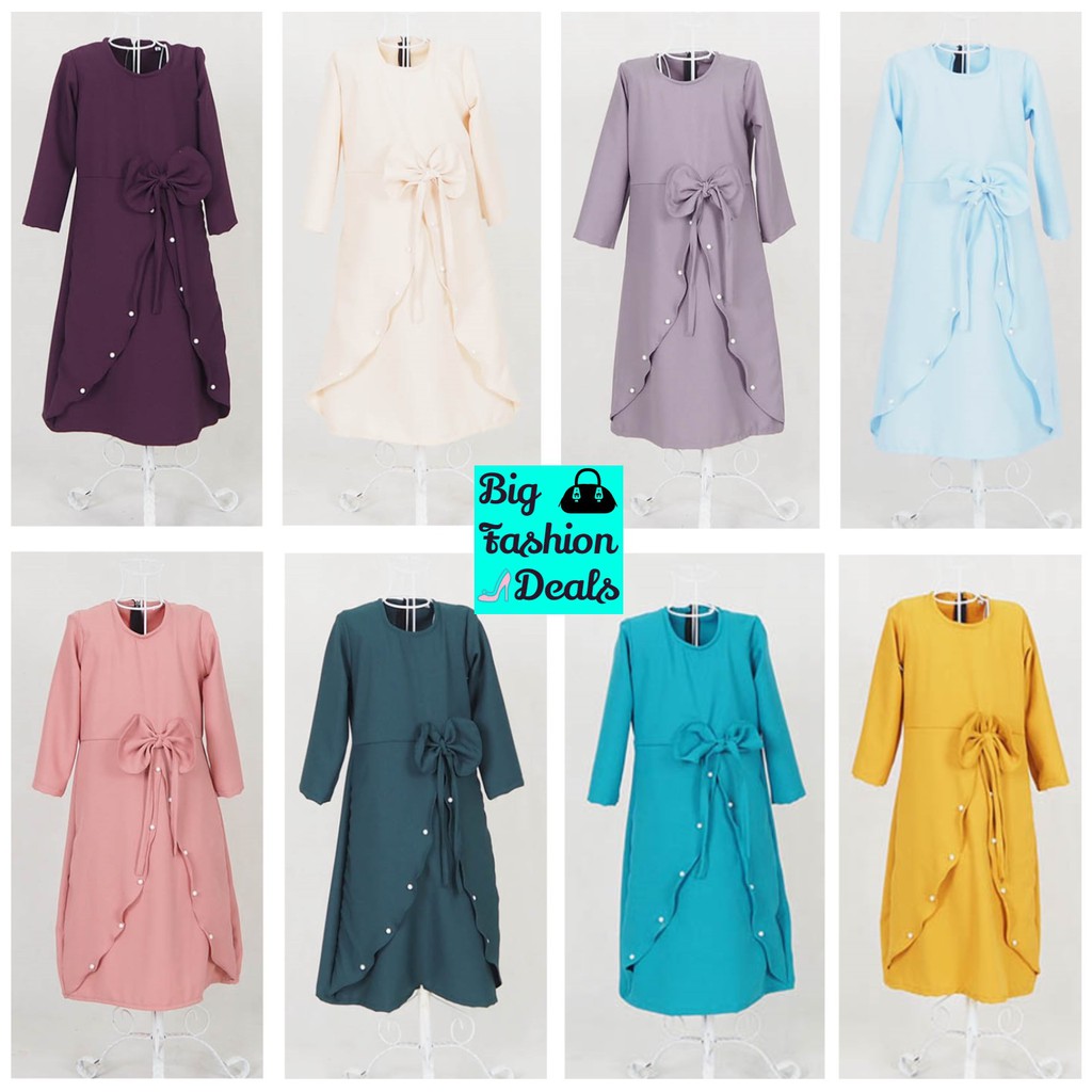 Jubah Budak Perempuan / Baju Raya 2024 Viral / Kids Dress Ribbon Pearl / Baju Raya / Jubah Muslimah Moden Ibu Anak Abaya