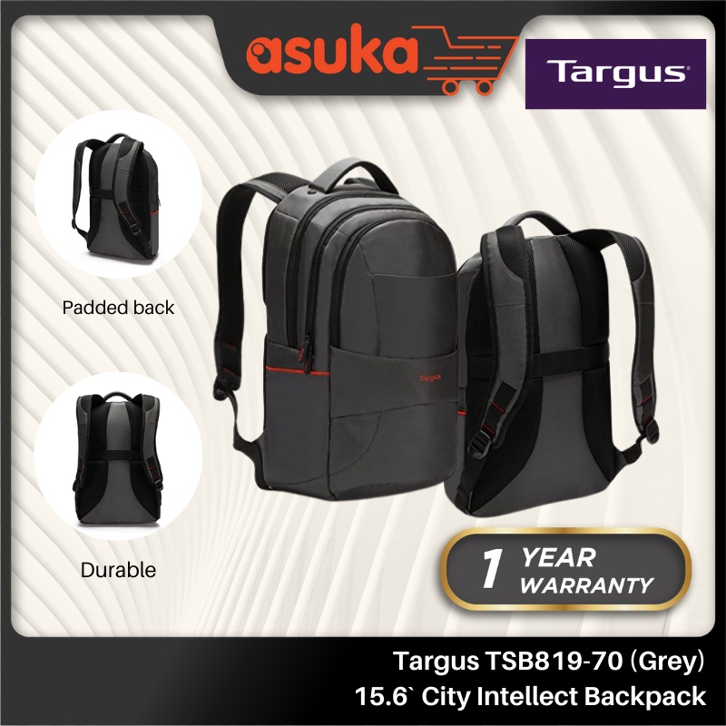 [Multi-Functional Compartments & Water Resistant Finish] Targus TSB819-70 (Grey) 15.6` City Intellect Backpack