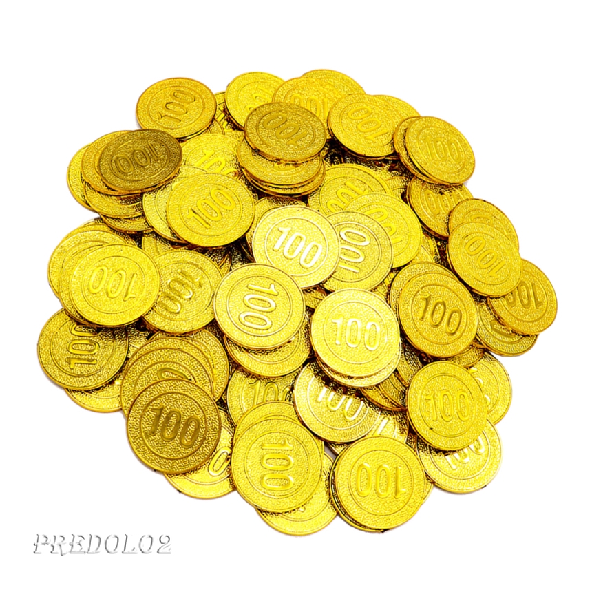 50 Pcs Plastic Gold Coins Pirate Treasure Fake Money Toy Coins for Kids Pirate Treasure Hunt Game Coin for Children Games Birthday Decoration and Party Supplies 