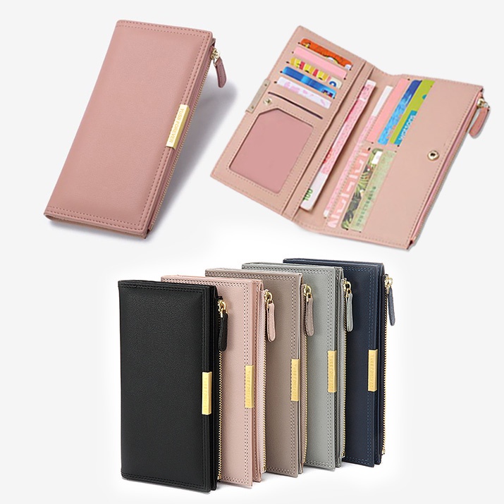 Long wallet woman card holder thin women's purse bifold dompet wanita beg duit perempuan coin-yuss