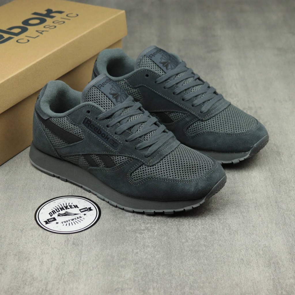 Reebok Classic Leather Gray Shoes - Un Original | Shopee Malaysia