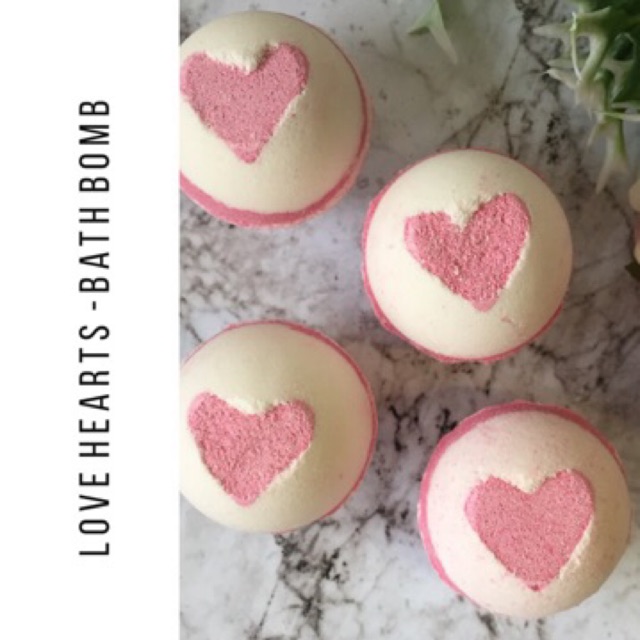 love heart bath bombs