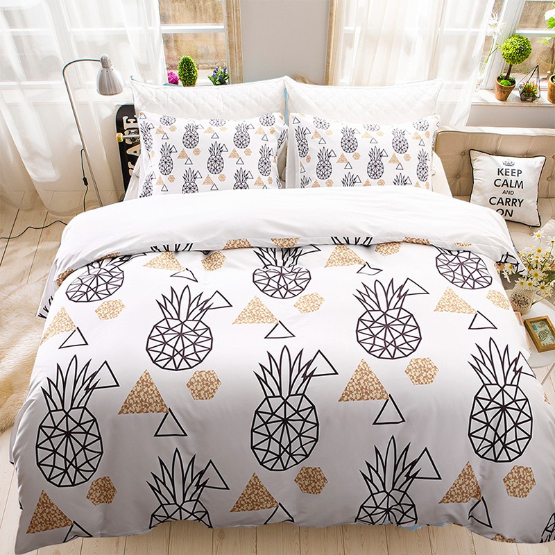 3pcs Pineapple Duvet Cover Set Printed Soft Smooth Comforter