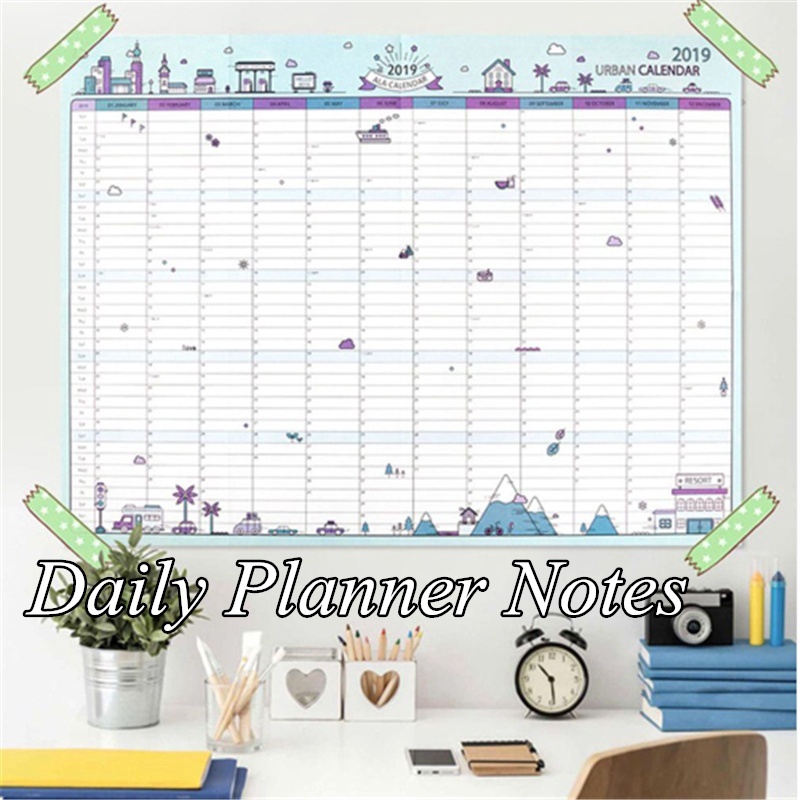 2019 365days Paper Wall Calendar Office School Daily Planner Notes Plan  Schedule