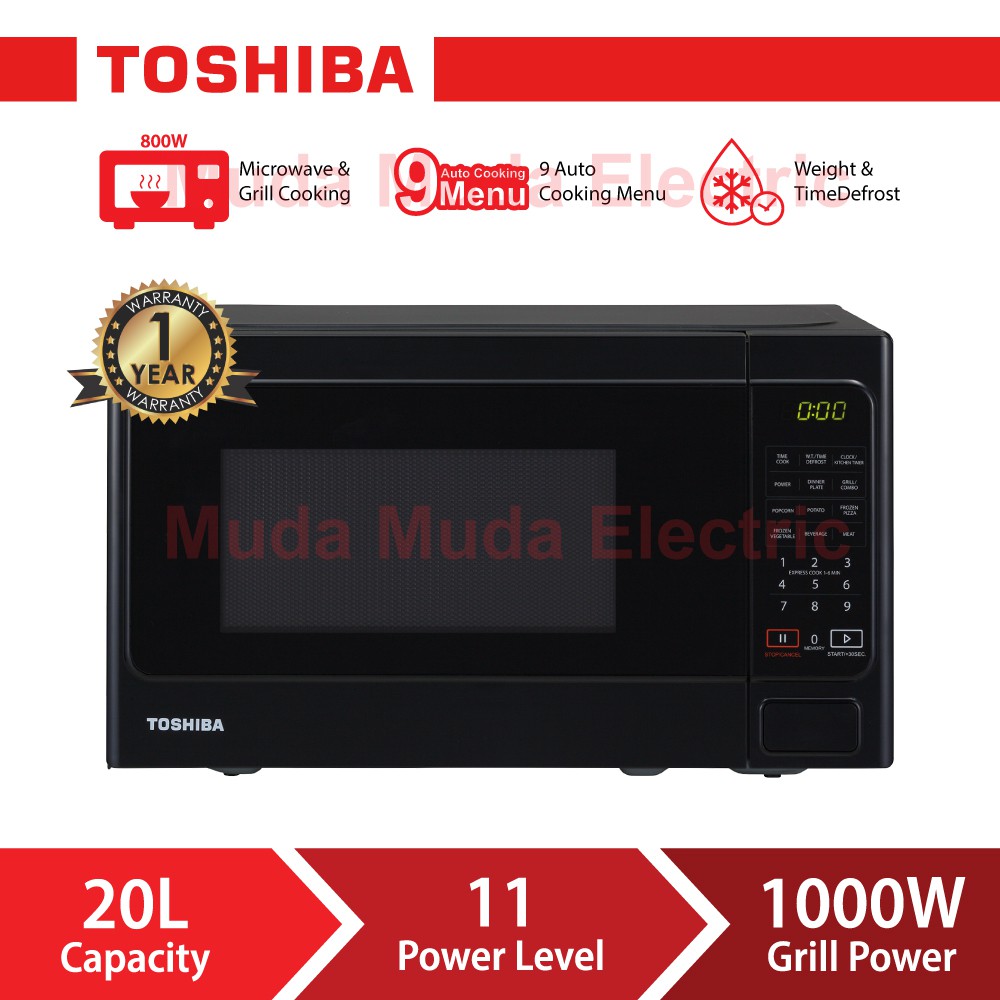 Toshiba 20L Microwave Oven with Grill Function ER-SGS20(K)MY Deluxe Series