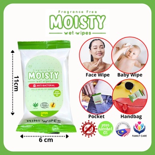 Moisty Mini Wet Tissue (8's) Antibacterial Wet Wipes 口袋装抗菌迷你湿纸巾 Baby Wet Wipes Baby Wipes Mini Wipes
