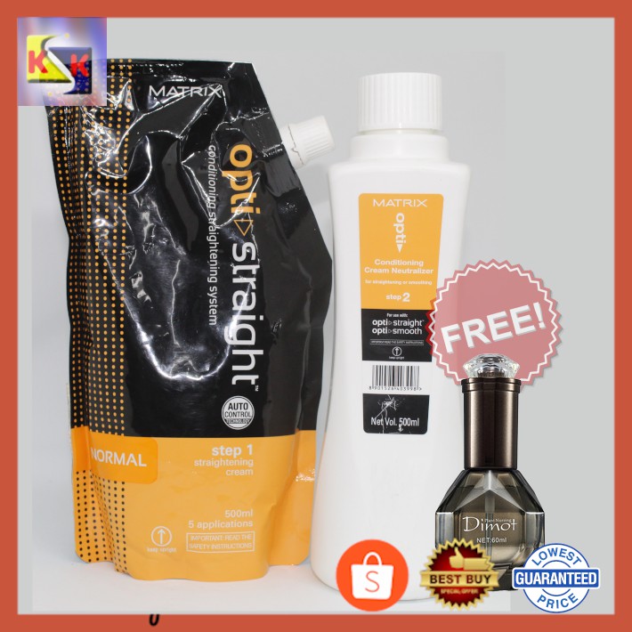 Original Matrix Opti Straight Hair Straightening Cream 500 Ml 500 Ml Neutralizer Combo Free Silu Sluj Hair Serum Shopee Malaysia