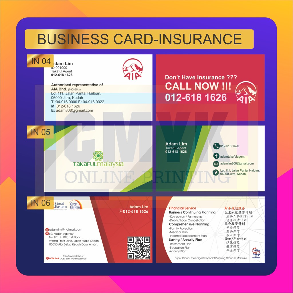 Template Insurance Version Business Card Name Card Ready Design Template Shopee Malaysia