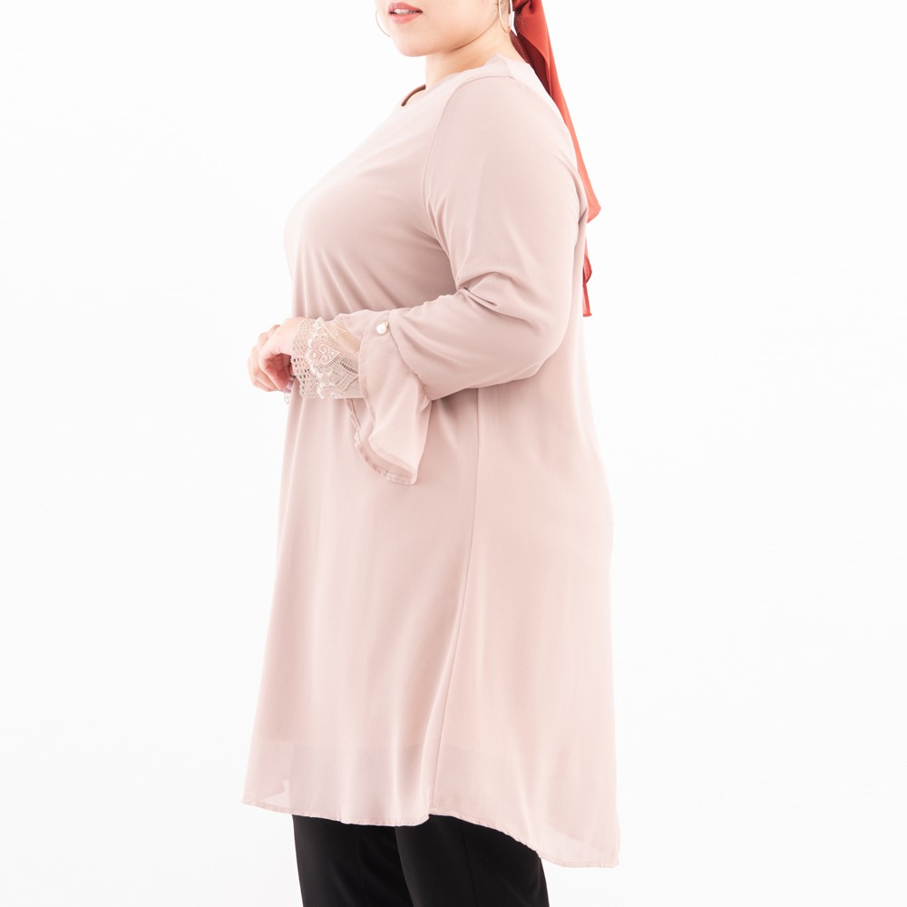 JEMIMA Plus Size Sleeves Detailed Plain Blouse Tunic Baju  