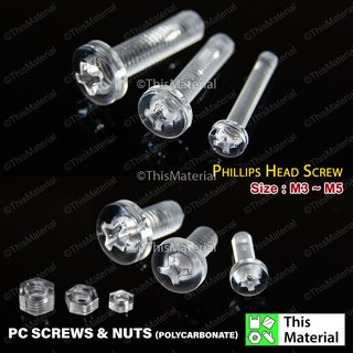 60 Clear Acrylic Thumbscrews M4 X 12mm - Knurled Slotted Head With Nuts & Washers - View #2