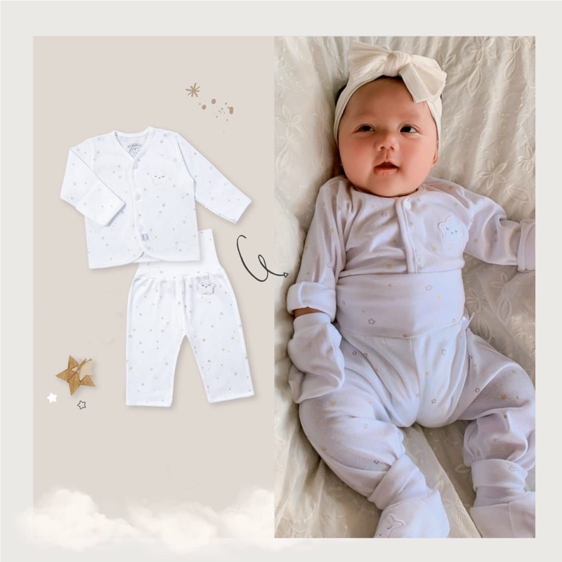 [READY Stock] Newborn/Preemie High Waist Binder Pyjamas with Handcuffs 100% Cotton Long Sleeves
