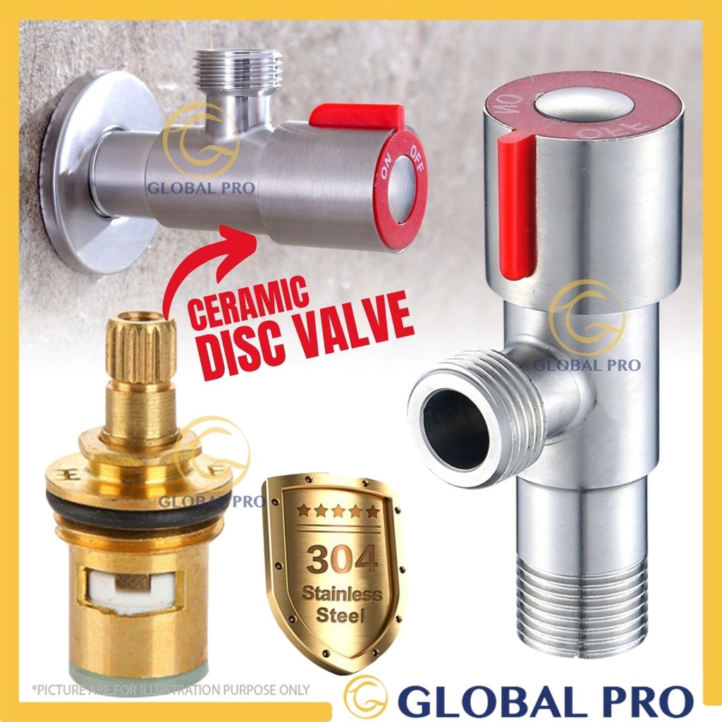 SUS304 Stainless Steel Quarter Turn Angle Valve 1/2inch One Valve Sink