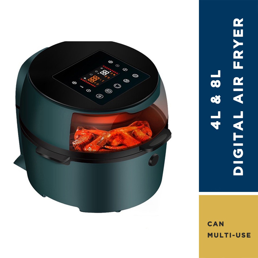 [100% Ready Stock] 4.5L & 8L Digital Air Fryer with Touch Control Timer Temperature Control 智能空气炸锅  Penggoreng Udara