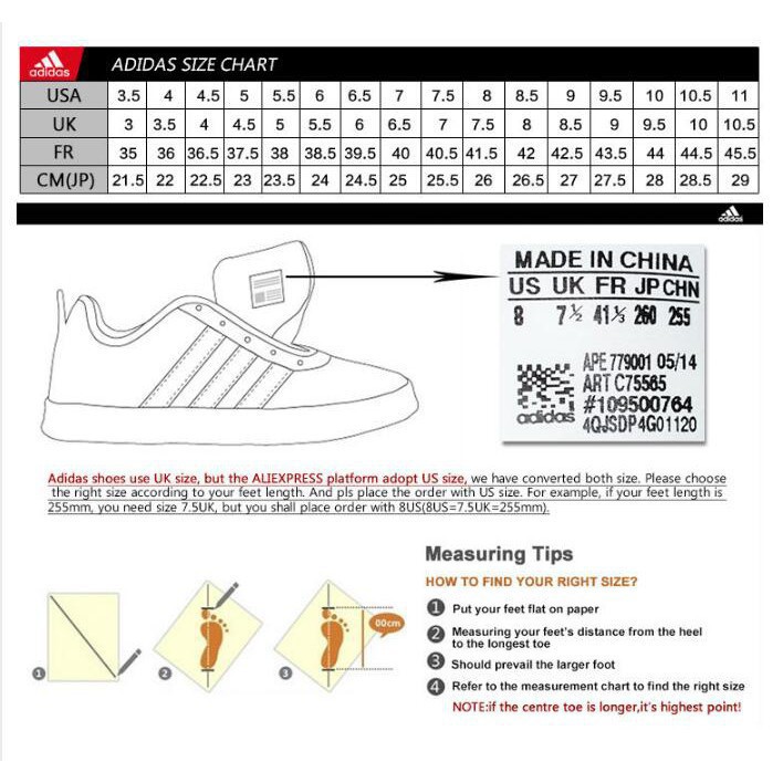 adidas uk 6 in cm