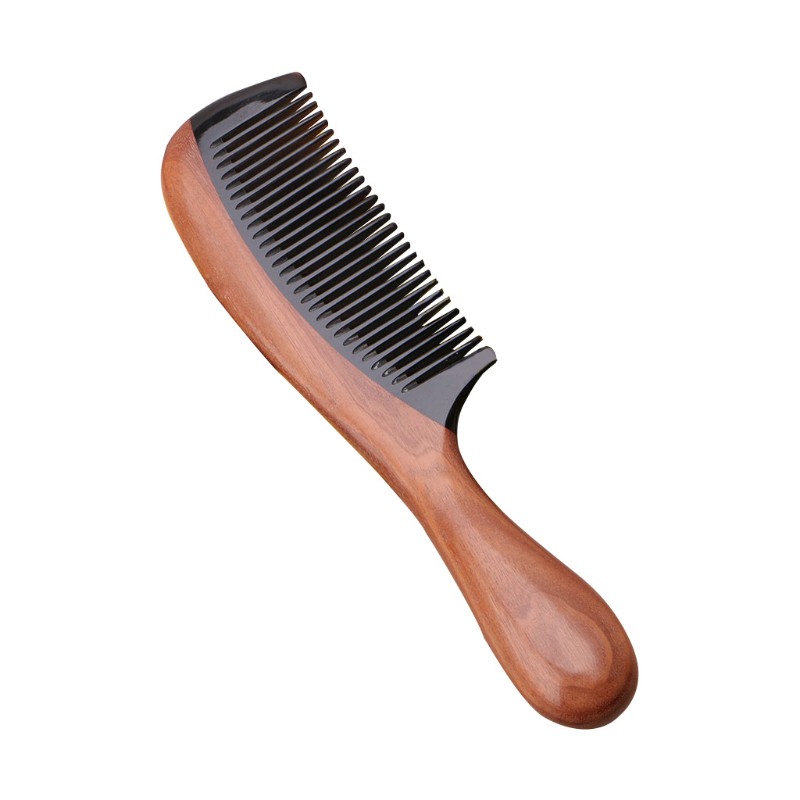 Pro Natural Ox Horn Green Sandalwood Fragrant Comb Wooden