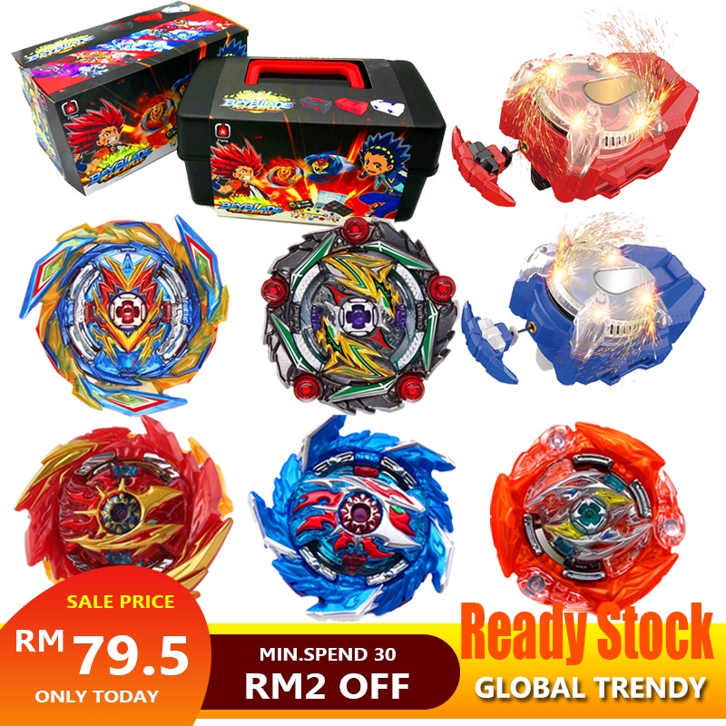 Super King Beyblade Burst Set With Storage Box 2pcs Sparking Launcher 5pcs Beybalde B163 Brave Valkyrie B164 Curse Satan Shopee Malaysia