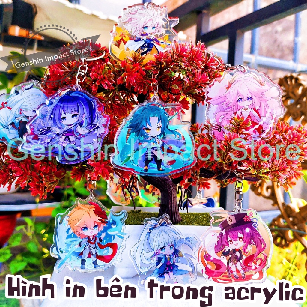 Genshin Impact Keychain 2 layers of chibi mica Raiden Yae Kazuha Ayaka Kokomi Yoimiya Itto Thoma Sayu Shenhe Yanfei Klee