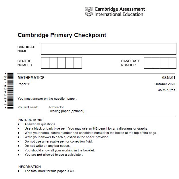 Cambridge Checkpoint Maths Past Papers Grade 8