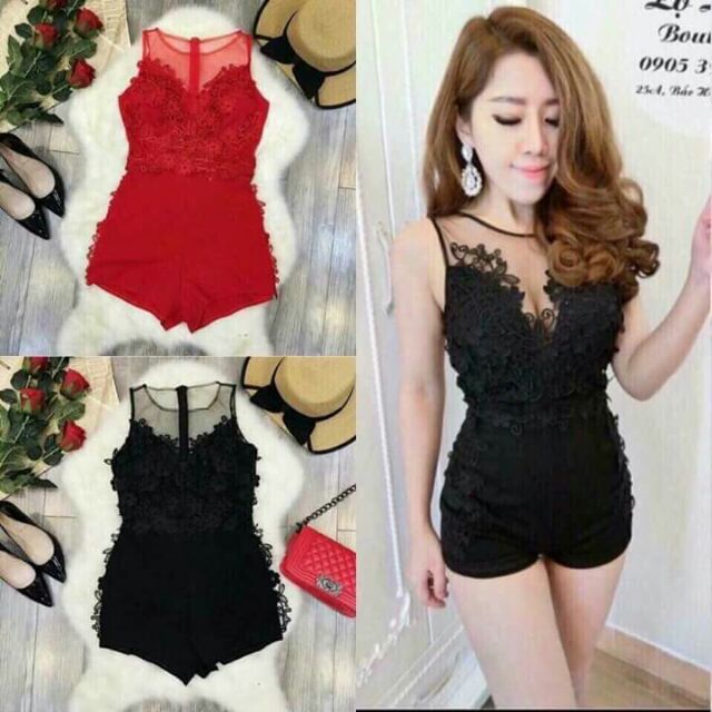 Short Jump Sleeveless Mesh embroidered lace