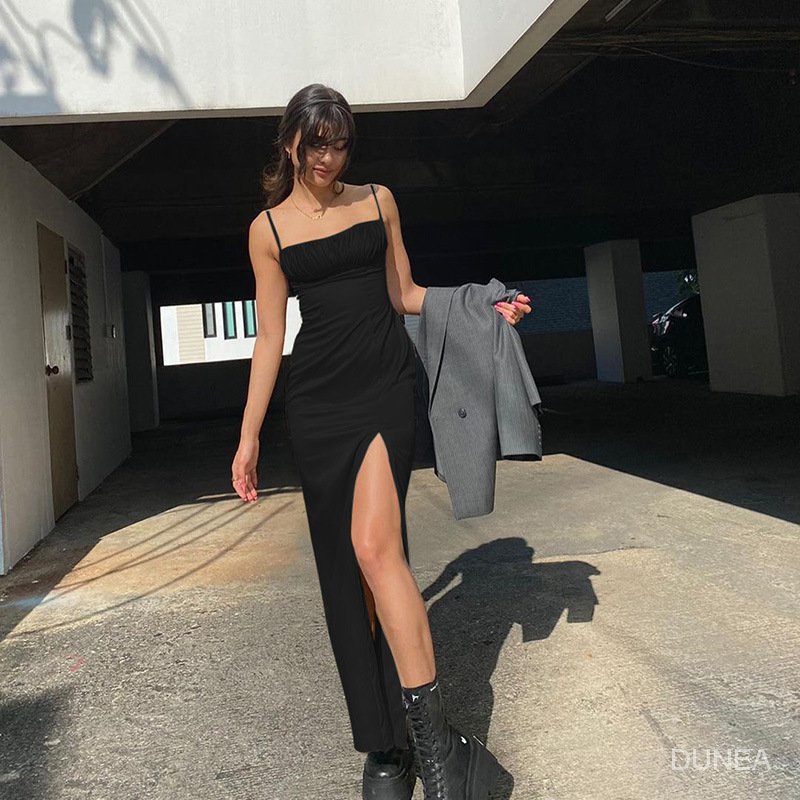 Summer Women Backless Strap Split Casmis Dress XdEf