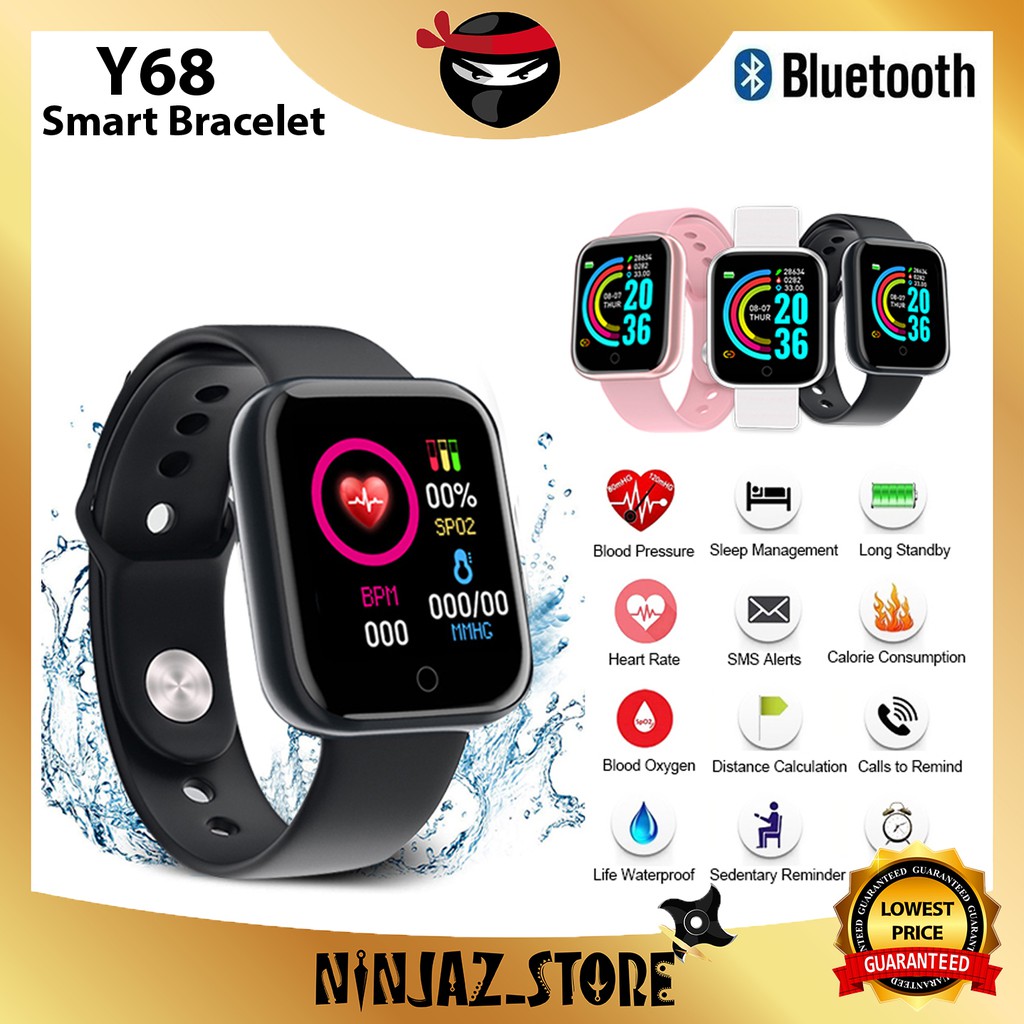 Malaysia 6months Warranty Y68 Smart Watch Fitness Digital Heart Rate Jam Tangan Wanita Lelaki Watch Men Watch Shopee Malaysia