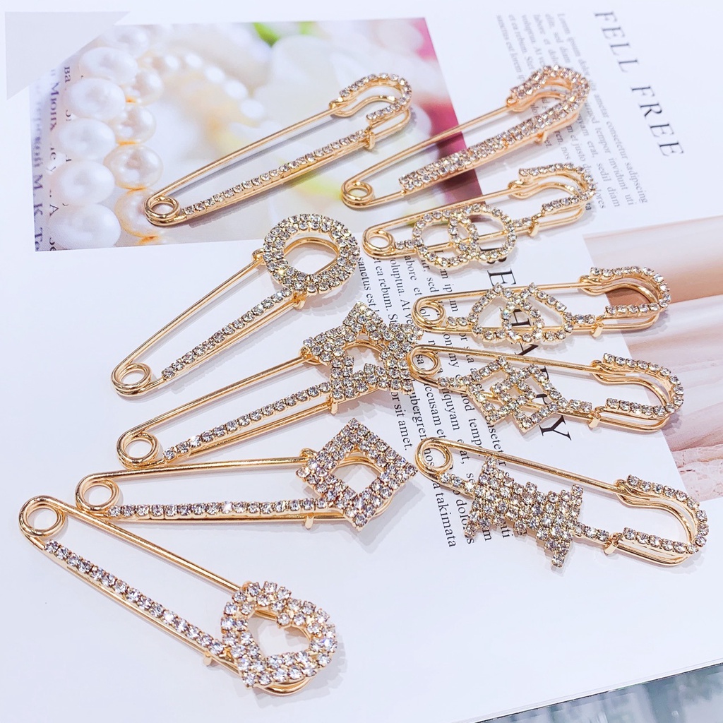 Rhinestone Long Brooch kerongsang pin bahu Pin Tudung Korean All-Match Clothing Accessories