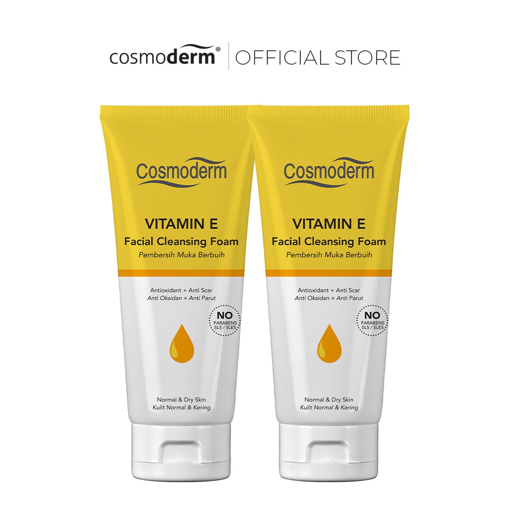Twin Pack Cosmoderm Vitamin E Facial Cleansing Foam 1