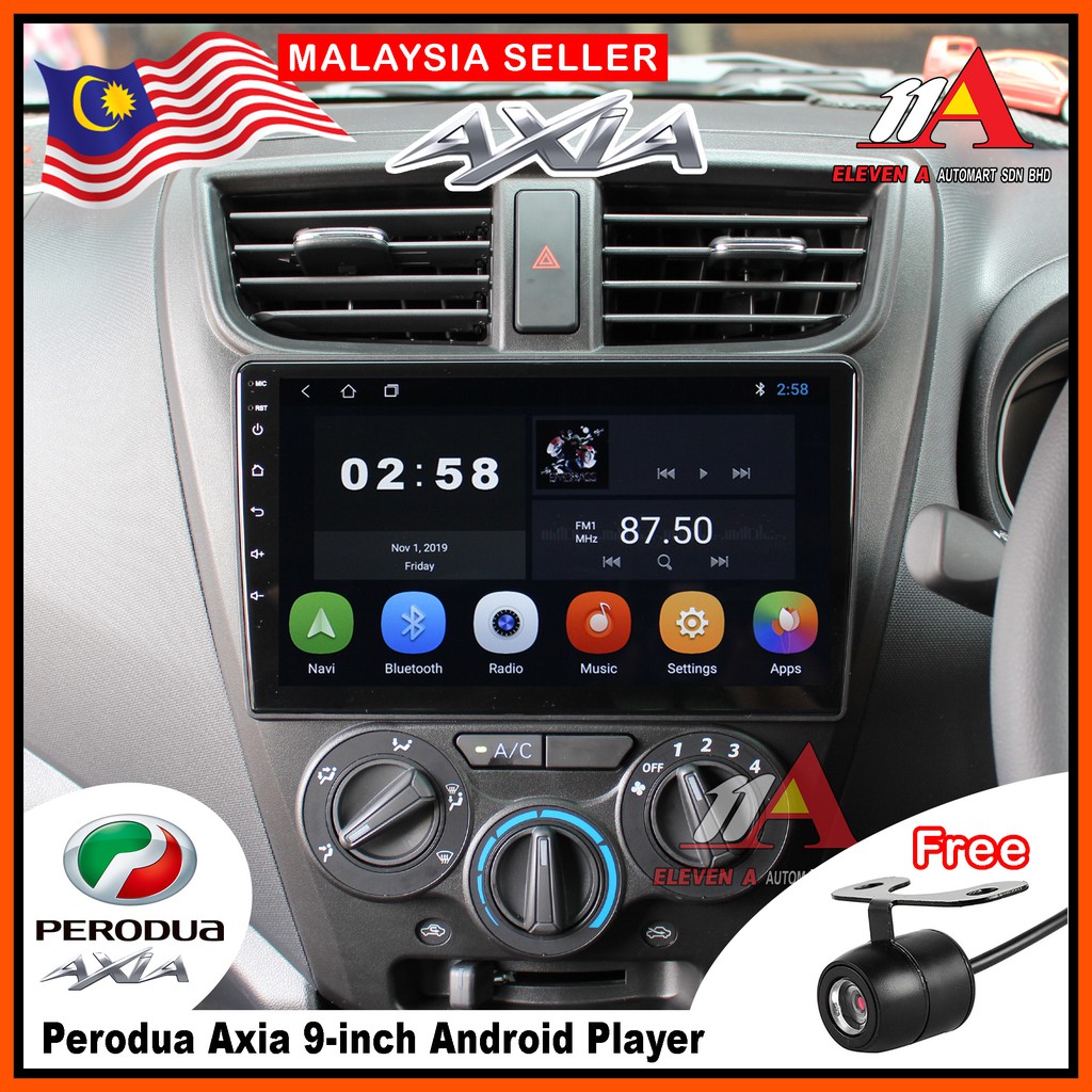 Perodua Axia T3L Quad Core 1.6GHz 9" IPS Screen Android 