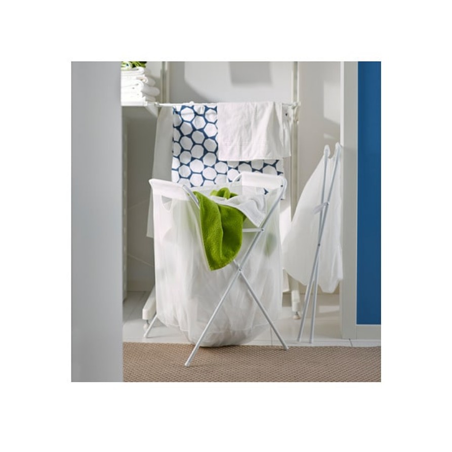White Details about   Ikea JALL Laundry Basket Washing Linen Clothes Bag with Stand Foldable 